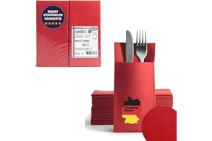 AROBA 100x Airlaid Besteckservietten (Rot, 39x40 cm) - Hochwertige Serviettentaschen - Fertig gefaltete Bestecktaschen - Stoffähnliche Airlaidservietten
