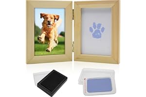 QIGEEKU Pfotenabdruck-Rahmen-Set mit großen, Hunde-/Katzenpfotenabdruck-Set, tintenlose Pfotenabdruck-Stempelkissen für Hunde, Speichern Sie die Fußabdrücke Ihres Haustiers für Immer (Zweifach Blau)