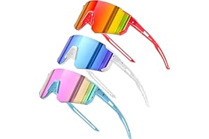 Dreaku Lunette de Cyclisme pour Enfant, 3pcs Lunettes de Soleil pour Femme Homme, Lunette Velo UV400 Protection pour Moto Course Ski Baseball