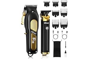 Ufree Hair Clippers for Men, Professional Clippers and Trimmers Set, Cordless Clippers for Hair Cutting, Beard Trimmer, Barber Clippers, Rechargeable Electric Shaver, Gifts for Men, Black Gold
