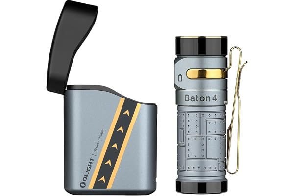 OLIGHT Baton 4 Kit Lampe Torche LED Rechargeable Alimentée avec Chargeur sans Fil Haute Puissance 1300 Lumens 170m 190 Jours D'autonomie Max Étanche IPX 8 pour Le Camping Voyage d'Urgence