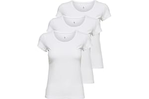 ONLY 3er Pack Damen T-Shirt schwarz oder weiß Kurzarm lang Basic Sommer T-Shirts XS S M L XL 15209153