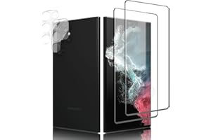 THREE-TREE Schutzfolie für Panzerglas für Samsung Galaxy S22 Ultra 5G 2&2 Stück, Panzer Schutz Glas Fingerabdruck-ID Unterstützen, 3D-Volle Bedeckung, 9H Hartglas Displayschutzfolie für Samsung Galaxy S22 Ultra