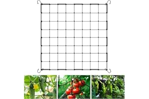 DZPUHUOJZ Scrog Netz 60x60, Hydroponic Pflanzennetzwerk Grow Netz with 4 Hooks, Elastisches Mesh Zelt Ranknetz,Passend für Garten, Hof, Gartenarbeit (60 * 60cm)