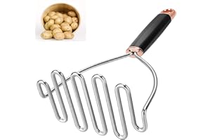 Alinnart Potato Masher, Potato Masher Stainless Steel, Heavy Duty Mashed Potatoes Masher, Professional Metal Wire Masher Kitchen Tool for Bean, avocado, Vegetable-10.24 inch （Rose Gold）