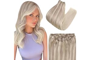 ‎EASYOUTH Easyouth Extensions Tressen Echthaar Balayage Blond Haartressen Echthaar Tressen Haarverlangerung Aschblond Mischen Sie mit Mittelblond und Platinblond 100g 22 Zoll #18/22/60