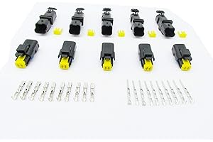 cnkf FCI 5 Sets 2 broches connecteur étanche mâle et femelle Noir Capteur de température automatique 211pc022s1049