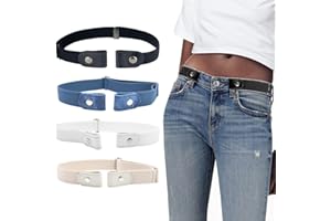SJBAUTYO 4 Pezzi Cintura Elastica Senza Fibbia,Cintura Elastica Invisibile, Unisex,Cintura Senza Fibbia Regolabile Sgancio Rapido,Senza Restrizioni per Jeans Vestito Pantaloni Gonne