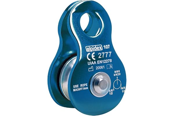 ALPIDEX Poulie de Renvoi 20 KN | Poulie de Mouflage | Mobile Pulley | Norme EN12278 | Câbles Jusqu'à 11 mm Diamètre | Palan Câble | Treuil Guide Câble | Oulies de Levage