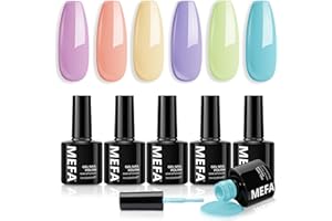 MEFA Gel Nail Polish Set, 6 Colors Creamy Macaron Spring Summer Gel Polish Set Soak Off UV Gel Nail Gel Manicure Nail Art Salon DIY Home