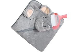 Qeyeid Bain Bébé Naissance À Capuche aux Oreilles Mignonnes, Serviette À Capuche pour Bébé, Bain Bébé Extra Doux Absorbant, Cadeau Naissance, Sortie Bain Bebe, Bain Personnalisée, Gris