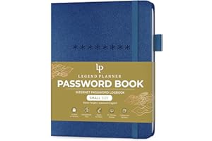 Legend Planner Password Book with Alphabetical tabs. Internet Address Keeper Logbook. Journal for Website Logins, Pocket 11x14.5cm (Mystic Blue)