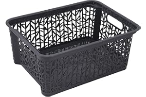 BRANQ HOME ESSENTIAL BranQ - Home essential Universeller, multifunktionaler, erstellbarer Aufbewahrungskorb in Bamboo Design, BPA-frei Kunststoff, Grösse L -12,7 Ltr., 1 Stk., Anthrazit