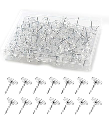 40Pcs Clear Push Pins Drawing Pins Notice Cork Board Pins Thumb Tacks