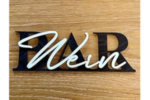 Wein-BAR Schild mit 3D-Schriftzug aus Holz (30cm) Schwarz