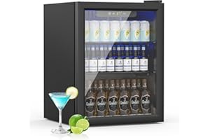 DollarDash Getränkekühlschrank, 70 Dosen/50L Mini-Kühlschrank mit Glastür für Limonade Bier oder Wein, freistehender kleiner Kühlschrank mit verstellbarem Regal und Digitalanzeige (Schwarz)