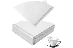 HOTUT Filtro de Café, 100 Piezas Papel de Filtro de Café Desechable, V01 forma de cono para café americano para Filtros Manuales, Cafeteras y Vasos Filtrantes - Blanco