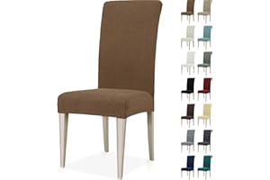 Ystyle Fundas Sillas De Comedor Pack 4, Fundas para Sillas Ajustables, Funda para Sillas Elástica, Cubre Funda Protectora Sillas Lavables para Banquetes Hogar Restaurante Hotel, Marrón