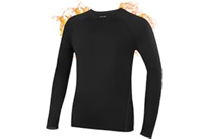 Roadbox Kids Thermal Top, Boys Thermal Base Layer Fleece Lined, Quick Dry Warm Underwear for School Football Outdoor