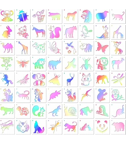40 Stück Tier-Schablonen Set – 7,5 X 7,5 Cm, Wiederverwendbare Malvorlagen Für Kinder & DIY Projekte