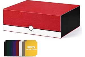 UAONO Card Storage Box for Trading Cards, 1800+ PU Leather Commander Card Deck Case, Magnetic Closure Card Holder Fits for Magic Game Cards (Red&White)