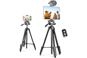 Aureday Camera Tripod 162 cm with Travel Bag, Wireless Remote Control and Mobile Phone Holder for DSLR Cameras, Mobile Phones, Projectors, Spotting Scope Binoculars (Black)