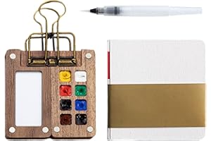 EHDWXVZM 1 Set Di Strumenti Di Pittura Portatili, Mini Tavolozza Di Pittura Ad Acquerello, Tavolozza Da Viaggio In Legno Con 8 Scomparti, Quaderno Di Schizzi, Taccuino Dipinto, Set Di Pittura Da Viaggio