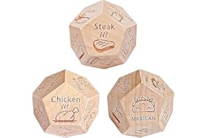COACOM 3 Pezzi di Dadi Alimentari A 12 Lati, Dadi di Decisione in Legno Creativi, Puzzle di Riposo, Piccolo Regalo Riutilizzabile, Divertente.