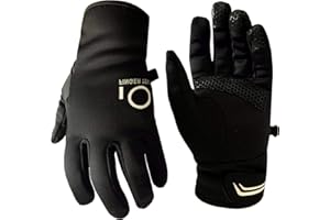 FINGER TEN Gants Velo Hiver Homme Femme Impermeable Waterproof Cyclisme Camping Chauds Respirant Confortable Paire de Valeur, Gants Thermiques Protègent du Vent Antidérapants pour Sports Noir