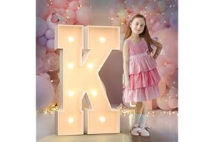 MIXIFOX 3FT Light Up Letters Birthday Decoration: Large Cardboard Letters K for Party, Marquee Letters for Graduation Decorations Baby Shower Wedding Decor, Mosaic Balloon Arch Stand Pre-cut DIY Number
