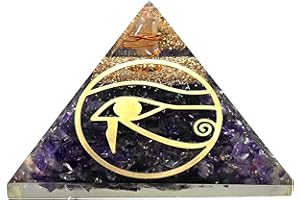 AMAZING GEMSTONE Améthyste Orgone Pyramid pour la protection contre les champs électromagnétiques et l'énergie négative - Pyramide de cristal d'améthyste naturelle (oeil d'Horus)