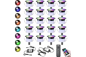 GEYUEYA Home Lot de 20 WIFI Spot LED Encastrable Extérieur Diamètre 31MM 12V RGBW+IC Couleur Dynamique Etanche IP67 Spots à Encastrer Extérieur pour Terrasse,Bois,Patio, Mur, Jardin, Décoration