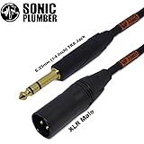 Sonic Plumber Black and Gold 6.35mm (1/4 Inch) TRS Jack to XLR Male 3-pin Balanced Interconnect Cable with Cable Tie (NOT SUITABLE to connect stereo output/keyboard/guitar to XLR input) (3m / 9.84ft)