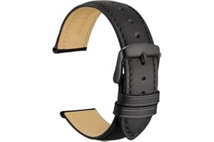 WOCCI Vintage skórzany pasek do zegarka z czarną klamrą, zapasowe paski dla mężczyzn, 18 mm, 19 mm, 20 mm, 21 mm, 22 mm, 23 mm, 24 mm
