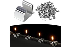 Pilikoll 100 sztuk klipsów do oświetlenia bożonarodzeniowego, ze stali nierdzewnej, mini haczyki do rynny dachowej, metalowe haczyki do rynny dachowej, haki do rynny dachowej, do łańcuchów świetlnych