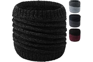 NLAND Bufandas Para Hombres Y Mujeres Bufanda De Cuello Redondo De Punto Cálido De Invierno Bufanda De Cuello Alto Con Forro Polar Grueso