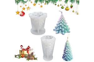 Dfuqanb 2 stampi per candele, in silicone, per albero di Natale, per candele, per albero di Natale, in silicone, adatto per candele profumate fai da te, decorazioni natalizie
