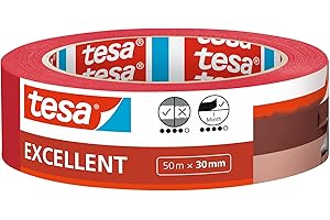 Tesa Nastro per Mascherature Excellent, Nastro Adesivo da Pittura in Carta Sottile per Lavori di Verniciatura, Per Tutte le Tinte, Vernici e Smalti, Uso Interno, 50 m x 30 mm