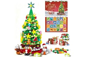 DLISHKA Advent Calendar 2025 Christmas Tree Building Block Set da 571 pezzi Santa Claus Reindeer Train Kit, Creative Festive Decoration & Gift Idea for Adults, Teens & Kids