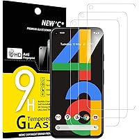 NEW'C 3 pack, Skärmskydd Med Google pixel 4a 4G – Härdat Glas HD klar 9H hårdhet bubbelfritt