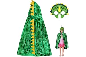 Aomig Dinosaurier Umhang Jungen Cosplay Köstum Cape Kinder Dino Mask Drachen Mantel Kleidung Dino Kostüm Kapuzenumhang Verkleidung für Mädchen Rollenspiel Karneval Halloween Cosplay Party Themenparty