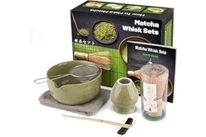 LAFEFE 7 Pcs Matcha Set, Matcha Kit for Ceremony, Matcha Tea Set for Making Latte, Japanese Matcha Ceremony Kit, Bamboo Matcha Whisk Set and Bowl(chawan) with All Accessories, Gift for Matcha Lover