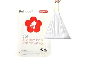 Petface Cat Litter Tray Drawstring Liners, 50 Large Liners, Fits Most Trays Up To L87 x W45 cm