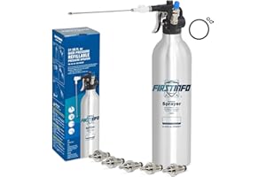 FIRSTINFO TOOLS FIT YOUR NEEDS FIRSTINFO A1638Y5 Patented Refillable Brake Cleaner Spray Bottle, 620ml Aluminum Pressure Sprayer, Max Pressure 140psi, Thickened Reusable Aerosol Can, W/ 5 Short Nozzles