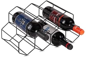 Fantasee Freistehendes Weinregal aus Metall, für 9 Flaschen, leichtes Design für Weinliebhaber, Schwarz – für 750 ml Flaschen oder Durchmesser weniger als 8,9 cm