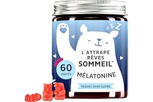 Gummies Sommeil Réparateur - Végan & Sans Sucre - 60 Gummies - Mélatonine Dosage Optimal pour Adulte - Réduit le Temps d'endormissement - 2 mois - Bears with Benefits