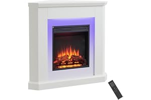 FLAMME Howick Corner Fireplace with 38'' surround with 2kW Fireplace Heater White Multiple Colours Available
