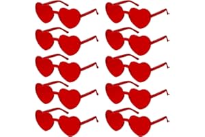 SelfTek Heart Glasses - 10 Pcs Rimless Love Heart Shaped Sunglasses Colored Party Glasses Multipack Colorful Fashion Funky Eyewear for Women Men