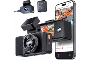 VANTRUE E3 3 Channel 2.7K Dash Cam WiFi GPS, Starvis IR Night Vision, Voice Control, 24 Hour Buffered Parking Mode, 3 Way Dashcam 1944P+1080P+1080P Front and Rear Inside Dash Camera, Support 512GB