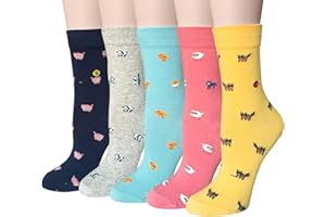 CHALIER COZY 5 Pairs Womens Cute Dog Patterned Animal Socks Colorful Funny Casual Cotton Novelty Crew Socks Christmas,One Size